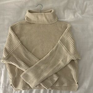 Abercrombie Tan / Cream Turtleneck Sweater